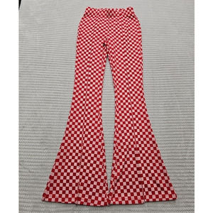 SO Bellbottom Pants Womens XS High Rise Flare Checkered Print